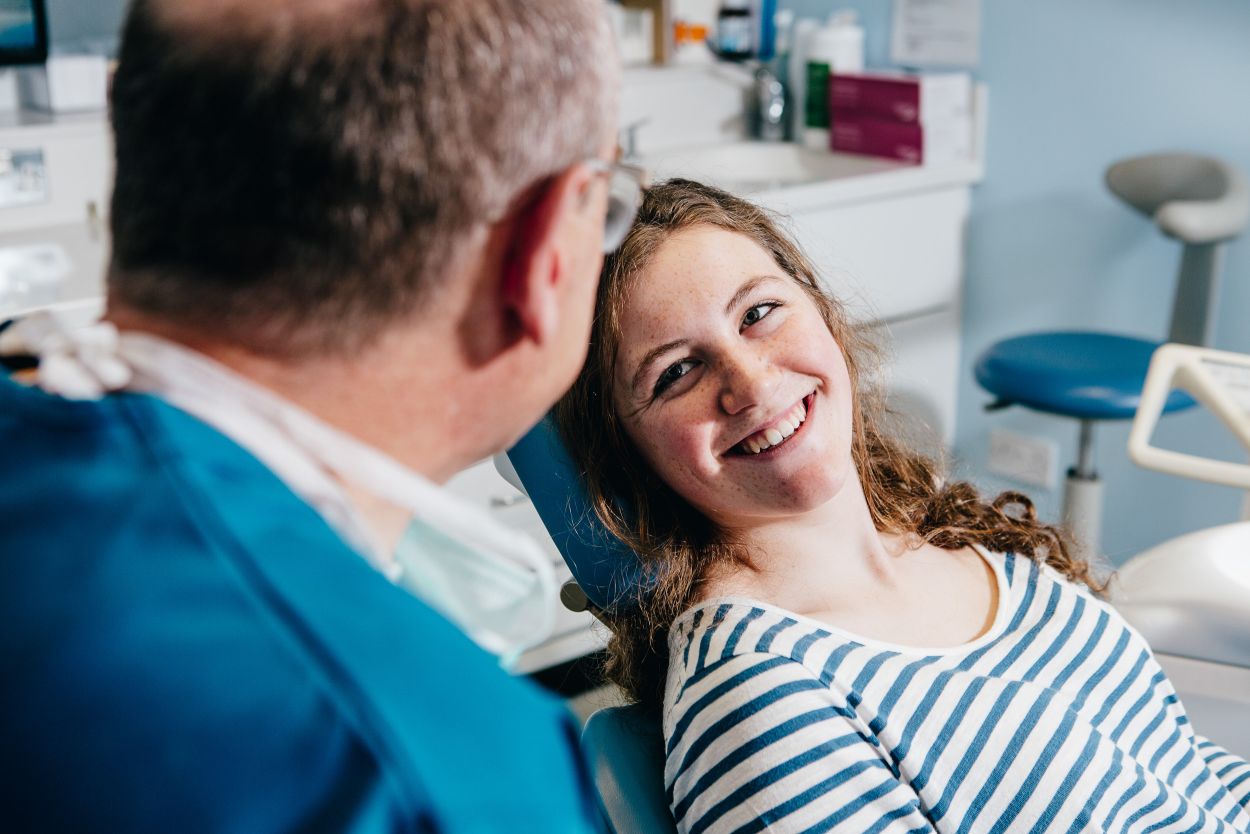 Dental hygienist performing Guided Biofilm Therapy at Castelnau Dentists Barnes